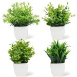 Mini Green Artificial Eucalyptus Bonsai – Faux Potted Plant for Home & Office Décor