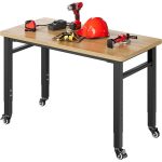 48" Adjustable Portable Workbench with Wheels – Heavy-Duty Rubber Wood Top & 2000 LBS Load Capacity