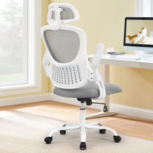 JHK Mesh Ergonomic Office Computer Desk Chair – Flip-Up Arms, Adjustable Headrest & Lumbar Support