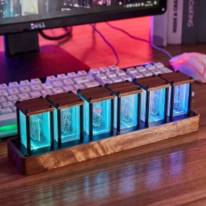 ClocTeck Nixie Tube Clock – RGB Digital Table Clock with USB Power & Alarm Function