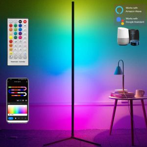 160CM Smart Tuya Corner Floor Lamp – Dimmable RGB LED Mood Light with Alexa Control
